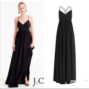 NWT J.Crew Long Drapey Spaghetti-Strap Dress Sz 8 Black G3513 Maxi